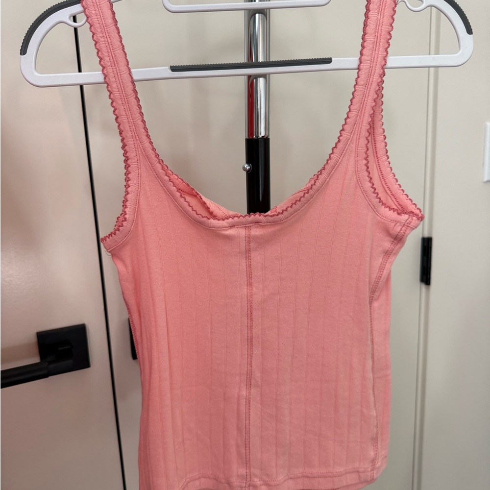 Free People Pink Ribbed Button-Front Camisole - Picture 2 of 5